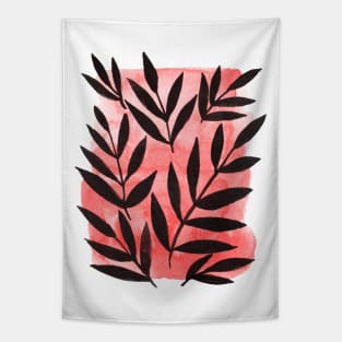 Black branches - red background Tapestry