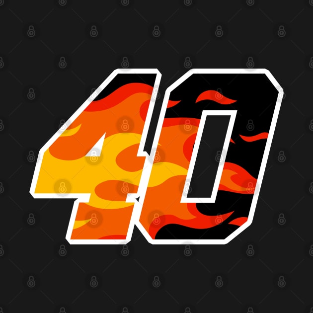 On Fire Racing Number 40 by Kev Brett Designs