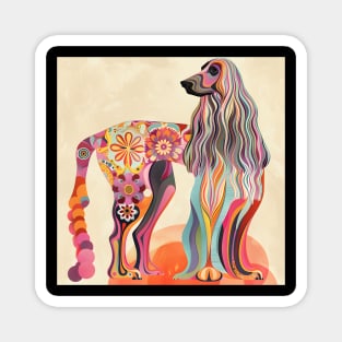 Retro Afghan Hound: Pastel Pup Revival Magnet