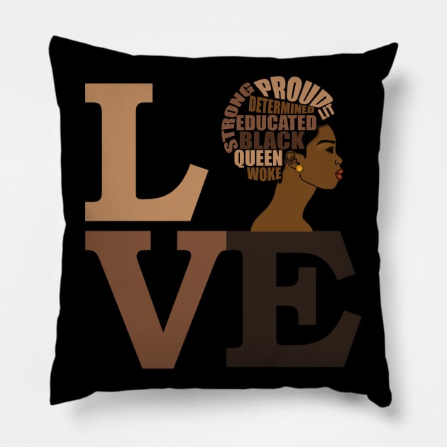 Strong Black Girl Magic Melanin Pride Love Pillow by Merchweaver