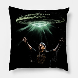 Trippy Native American UFO Alien Mushroom Meditation Pillow