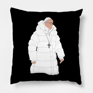 Drippy Pope in Puffy White Jacket Pillow