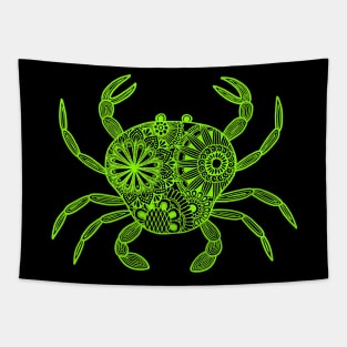 Mandala Crab (green and black inverted) Tapestry