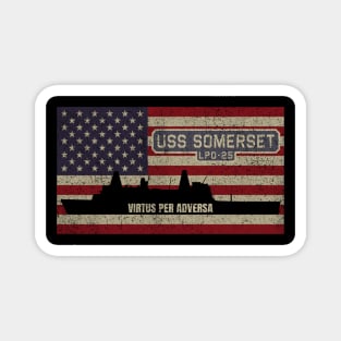 Somerset LPD-25 Amphibious Transport Dock Vintage USA American Flag Gift Magnet