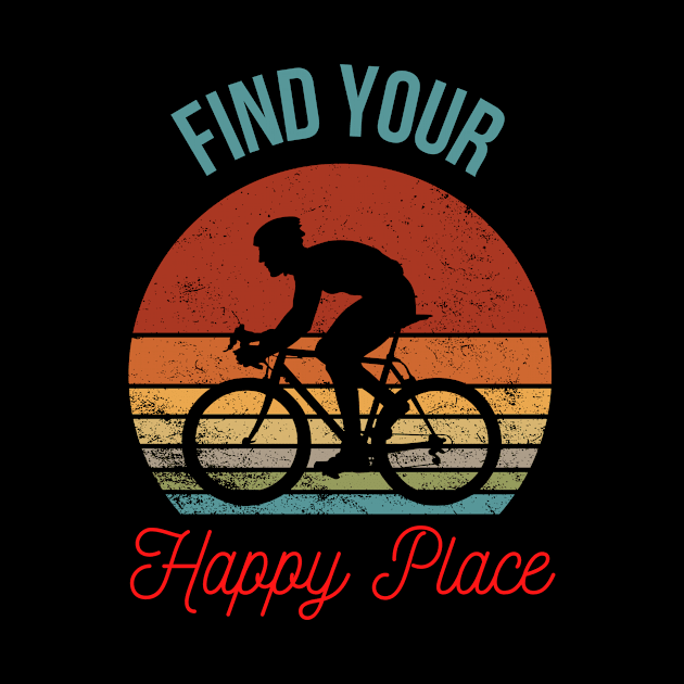 Find Your Happy Place: Retro Sunset Bicyclist Silhouette by The Wolf and the Butterfly