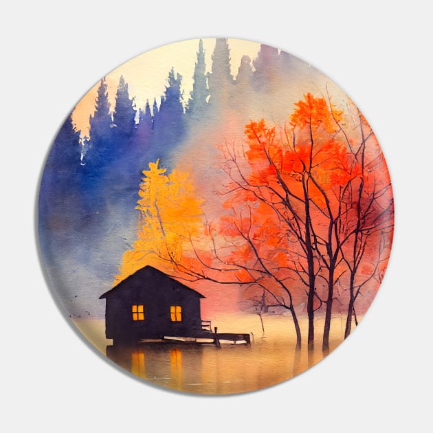 Colorful Autumn Landscape Watercolor 11 Pin by redwitchart