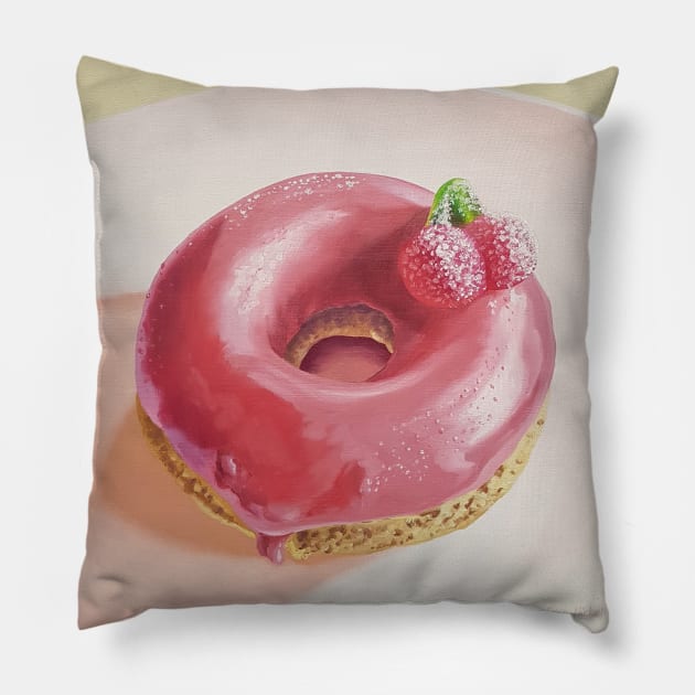 Cherry Donut Painting Pillow by EmilyBickell