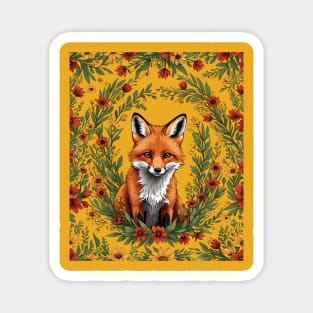 Mississippi Red Fox Surrounded By Tickseed Flowers Magnet