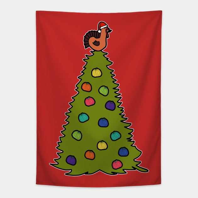 Thanksgiving Tree with Turkey Topper Graphic Tapestry by ellenhenryart