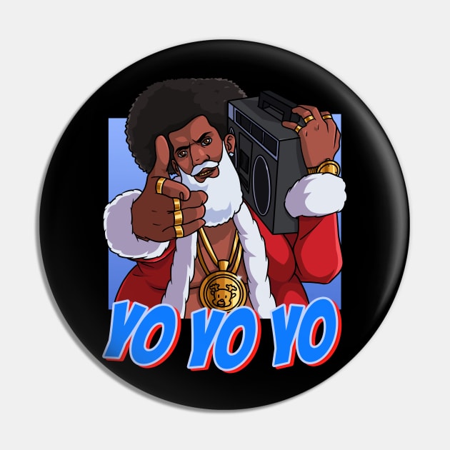 Black Santa Claus Hip Hop Christmas Pin by Noseking