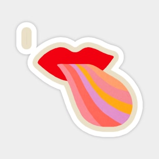 Red lips rainbow tongue Magnet