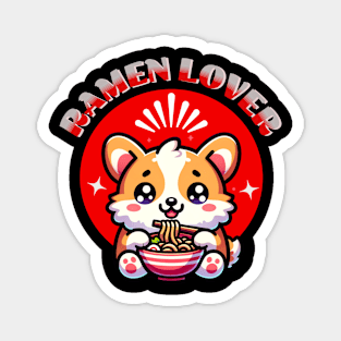 Kawaii Corgi Eating  Ramen Magnet