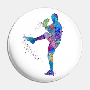 Baseball Boy Pitcher Watercolor Pin