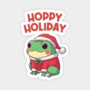 Hoppy Holiday Christmas Frog Santa Magnet