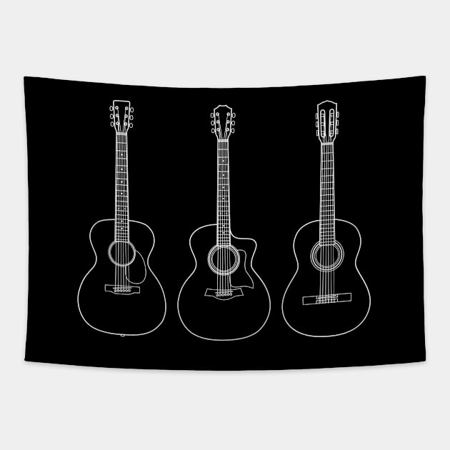 Acoustic Guitar Collection Outline Dark Theme Tapestry by nightsworthy