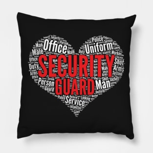 Security guard Heart Shape Word Cloud Design print Pillow