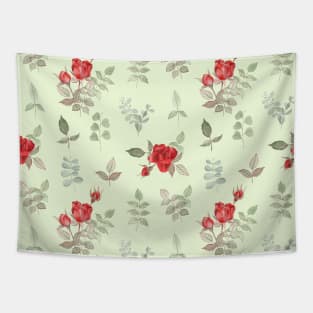 Red roses on summer green background Tapestry