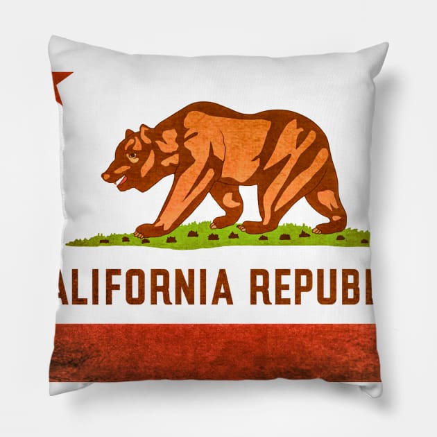 Vintage California Republic State Flag Pillow by koolteas