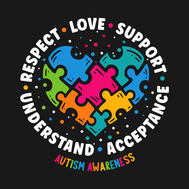 Autism Awareness Respect Love Support by Rosiengo