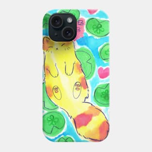 Watercolor Sleepy Lily Pad Tabby Cat Phone Case