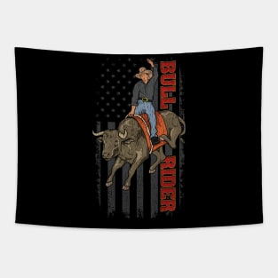 Vintage American Flag Bull Riding Gift Rodeo Bull Rider Tapestry