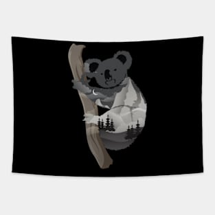 Koala Design with Nature Double Exposure for Animal Lovers Tapestry