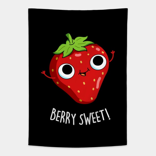 Berry Sweet Cute Strawberry Pun Tapestry by punnybone