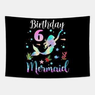 6 Years Old Birthday Mermaid Happy 6th Birthday Tapestry