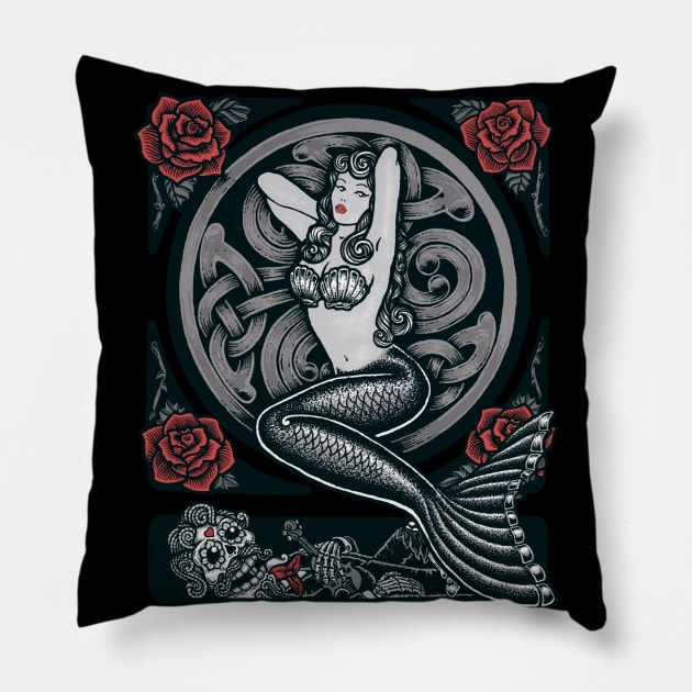 MERMAID 2 - COLOR VARIANT Pillow by Roberto Jaras Lira