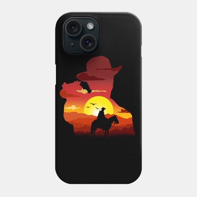 Arthur Morgan SunSet Silhouette Phone Case by Meca-artwork