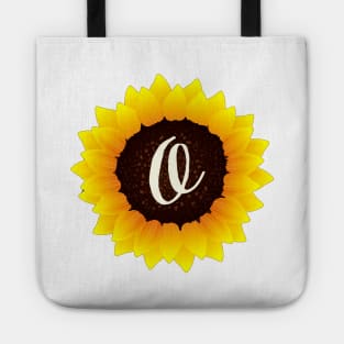 Floral Monogram O Bright Yellow Sunflower Tote