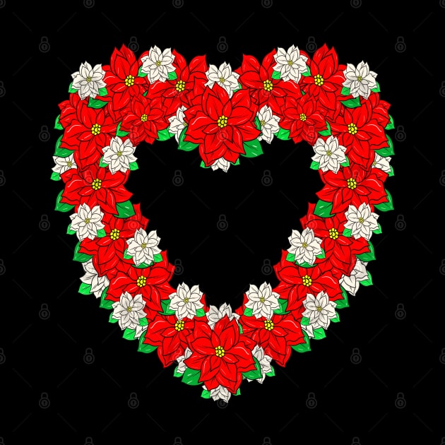 Pretty Poinsettia Heart Wreath For Christmas by SoCoolDesigns