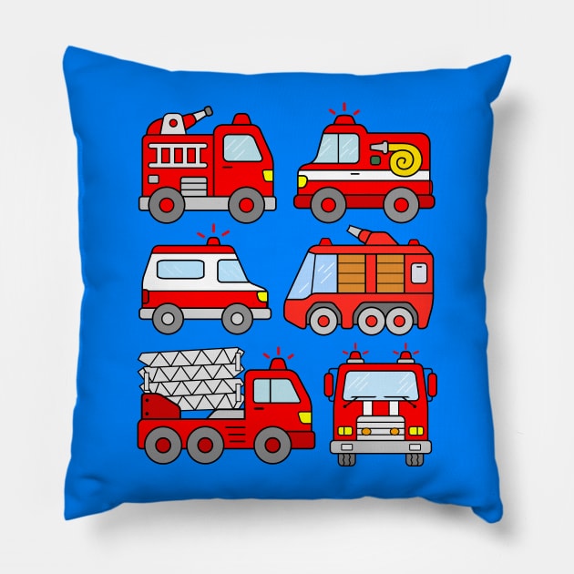 Kids Fire Truck Design Firefighter Fire Engines Pillow by samshirts