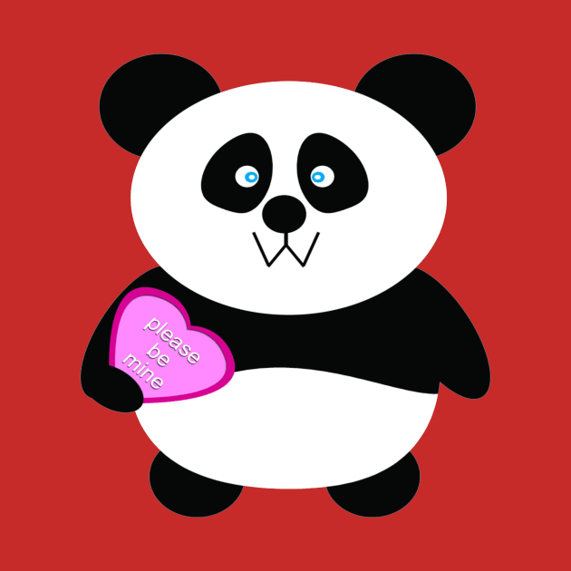 Single Baby Panda Bear Holding a Pink Heart by amramna