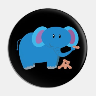 Cute Cartoon baby elephant with peanut Pin