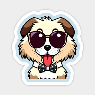 Cute chubby dog with sun glasses and bow Magnet