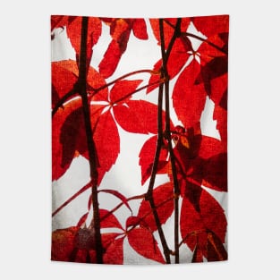 Red Leaves: Brilliant leafy pattern in scarlet and crimson with a canvas look Tapestry