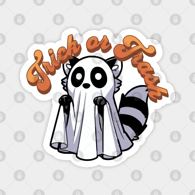 Halloween Raccoon Trick or Trash Cute Ghost Raccoon Magnet by Yesteeyear