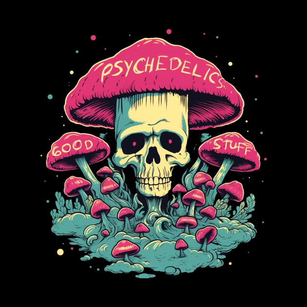 Psychedelics Good Stuff Mushroom Skull by TOKEBI