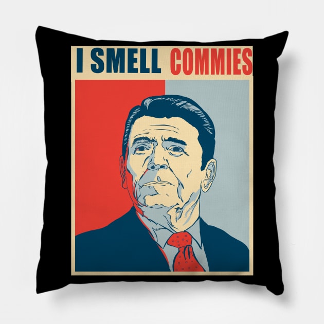 I Smell Commies Funny Political Ronald Reagan Meme Pillow by Kribis