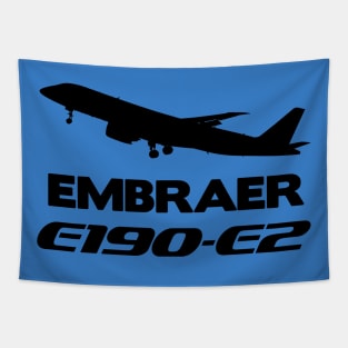 Embraer E190-E2 Silhouette Print (Black) Tapestry