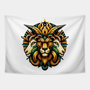 Mystical Chimera Fire Art: Vibrant Beast Design Tapestry