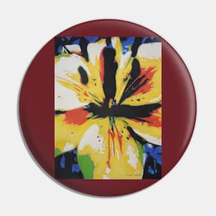 abstract painting of yellow, red and black flower Pin