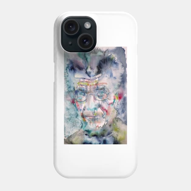 SAMUEL BECKETT watercolor portrait .3 Phone Case by lautir