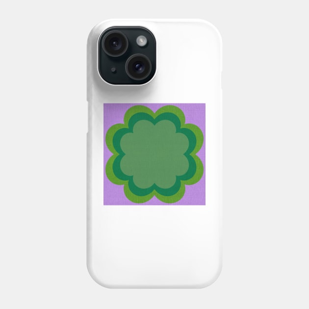 Purple green Linen textured scandi flower Phone Case by Kimmygowland
