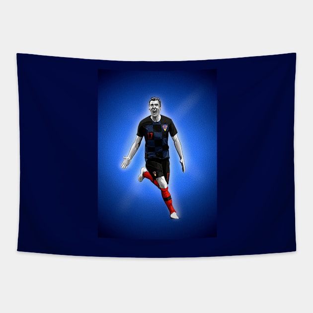 Mario Mandzukic - Croatia World Cup 2018 Tapestry by barrymasterson