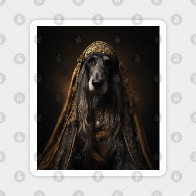 Stately Afghan Hound - Medieval Afghan Royal Prince Magnet by HUH? Designs