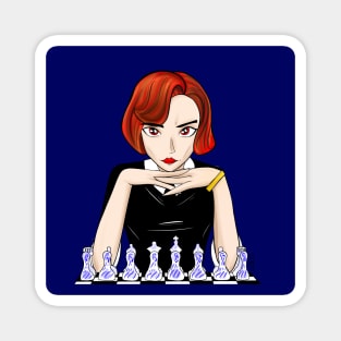 queens gambit in chess thinking, beth harmon art Magnet