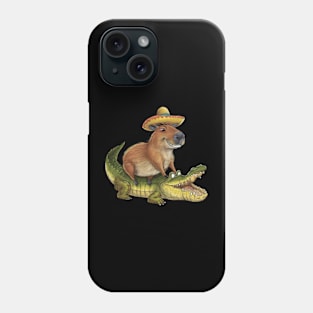 Funny Capybara Riding On a Crocodile Phone Case