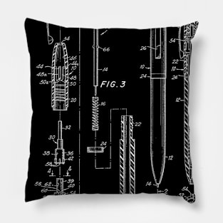 Ball-point pen Mechanism Vintage Patent Hand Drawing Pillow